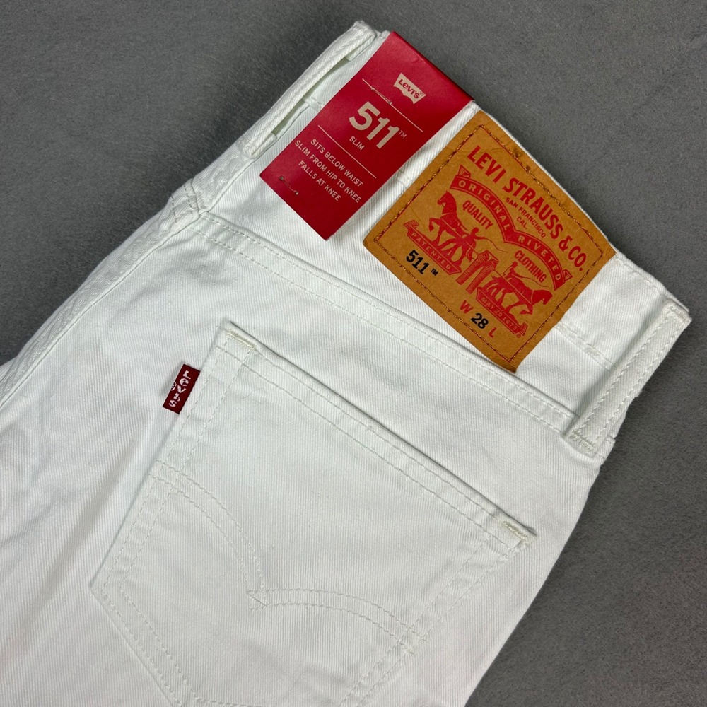 Levi's 511 Slim Fit Shorts Mens 28 White Denim Cut Off Style Jean Shorts